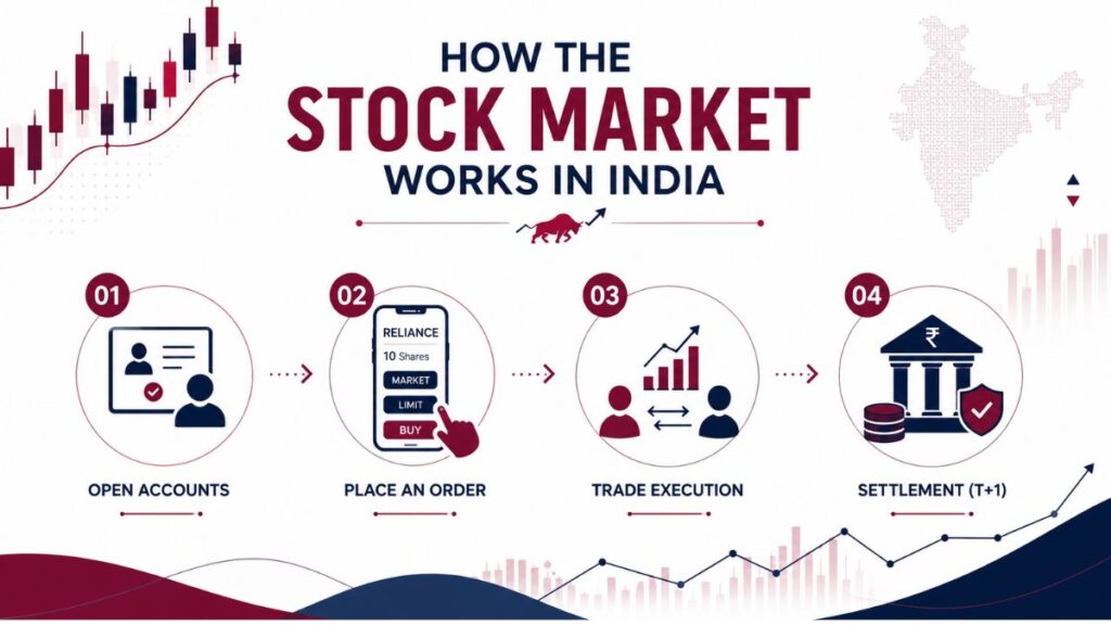 how stock market works in india